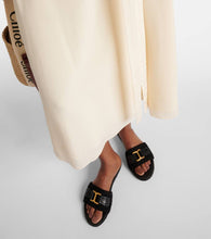 Chloe Marcie leather-trimmed espadrille slides