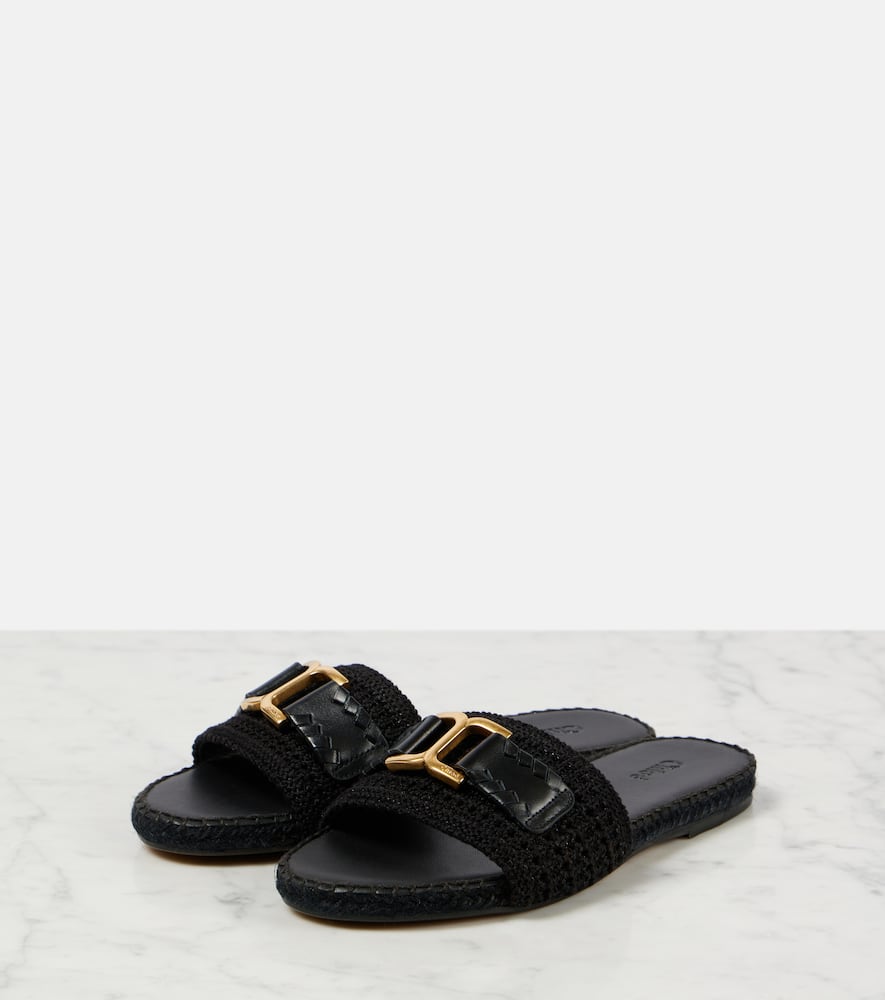 Chloe Marcie leather-trimmed espadrille slides