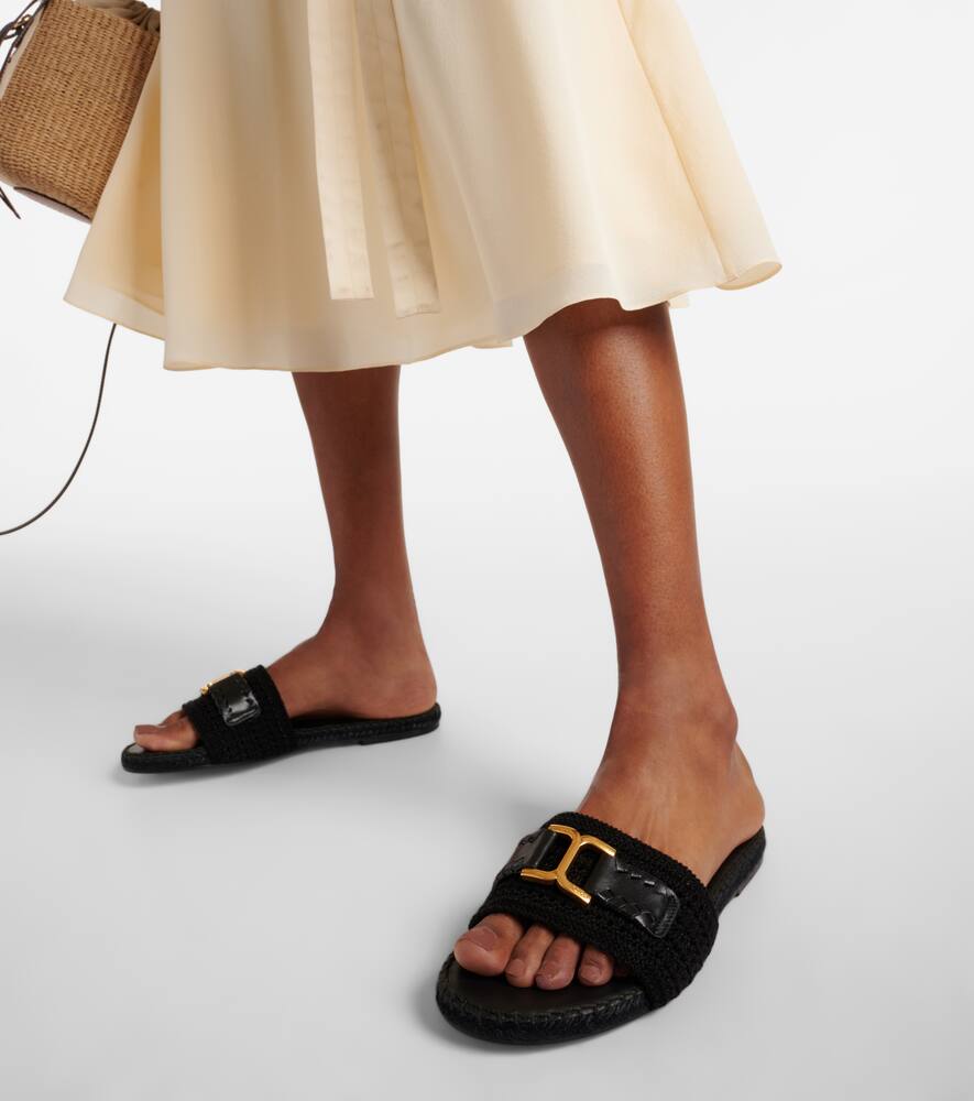 Chloe Marcie leather-trimmed espadrille slides