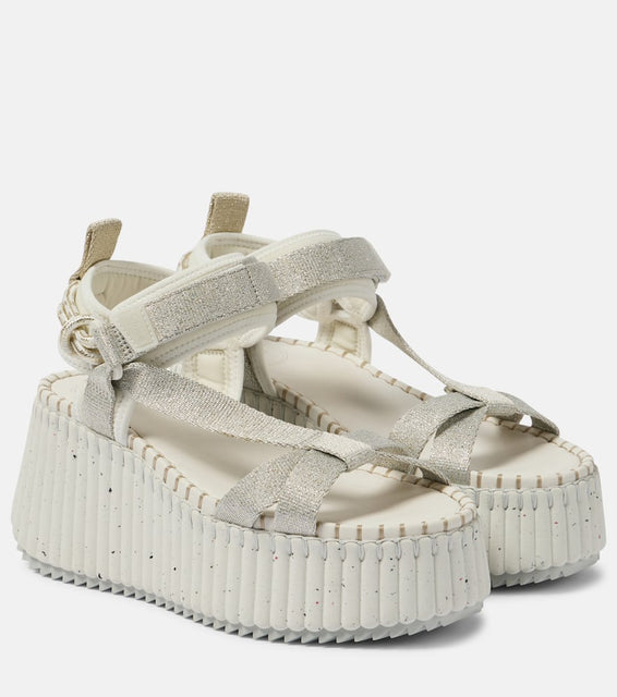 Chloe Nama metallic wedge sandals