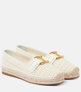 Chloe Marcie leather-trimmed crochet espadrilles