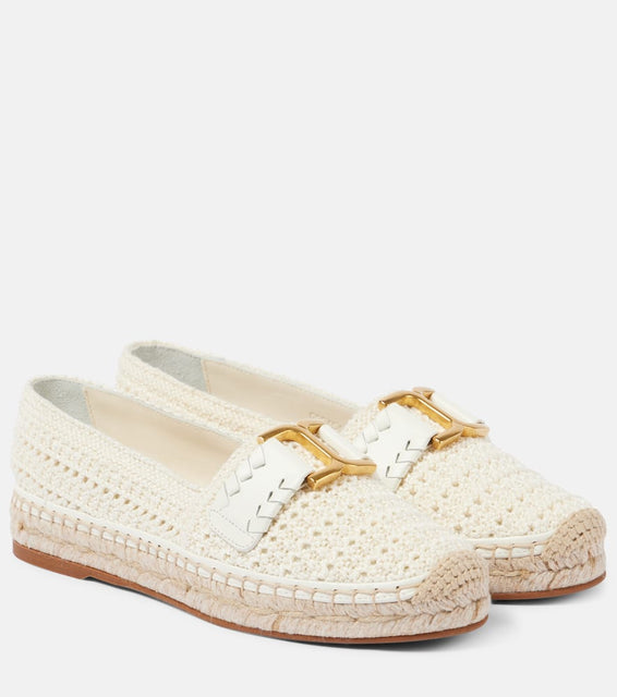 Chloe Marcie leather-trimmed crochet espadrilles