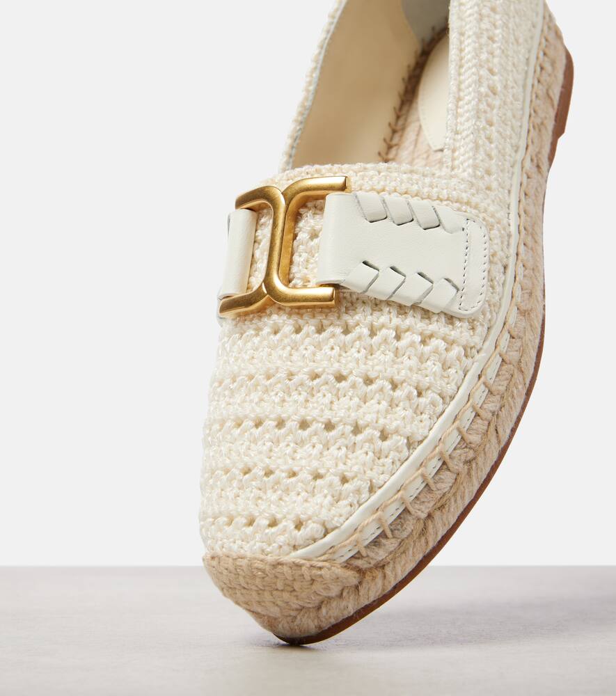 Chloe Marcie leather-trimmed crochet espadrilles