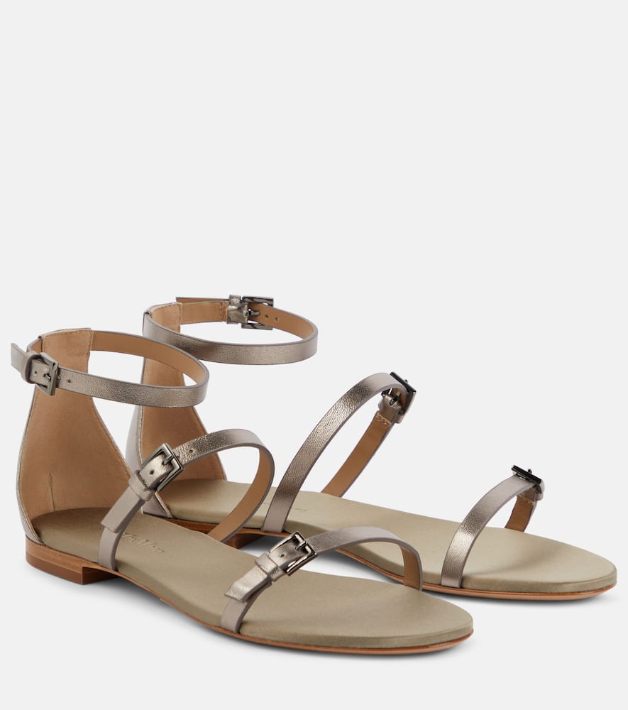 Max Mara Metallic leather sandals - Max Mara 金属色皮革凉鞋