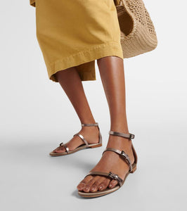 Max Mara Metallic leather sandals