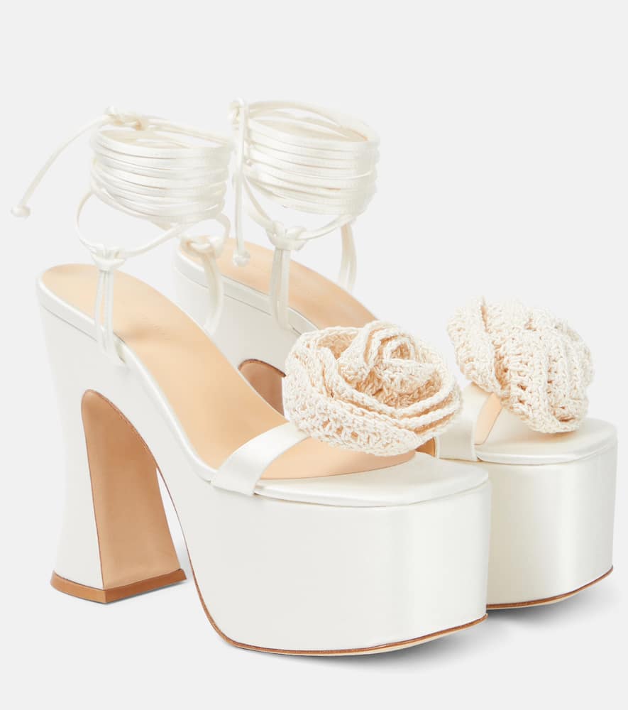 Magda Butrym Floral-appliqu√É¬© satin platform sandals