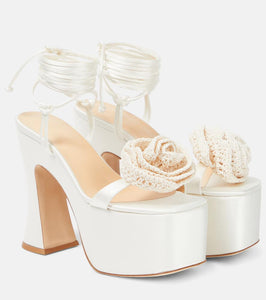 Magda Butrym Floral-appliqu√É¬© satin platform sandals
