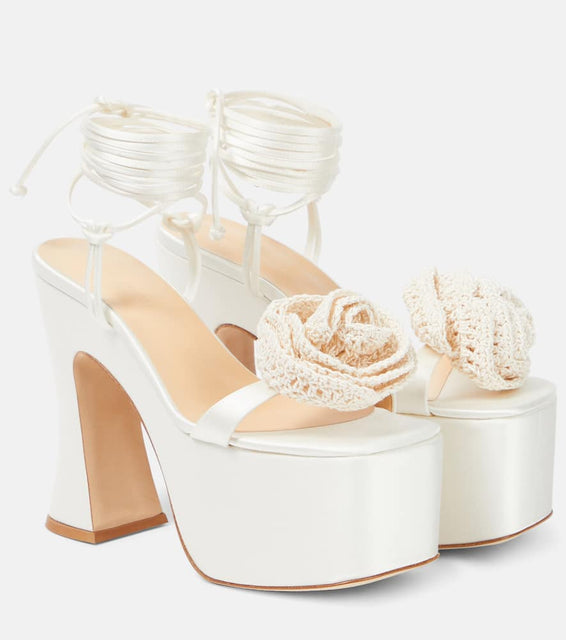 Magda Butrym Floral-appliqu√É¬© satin platform sandals