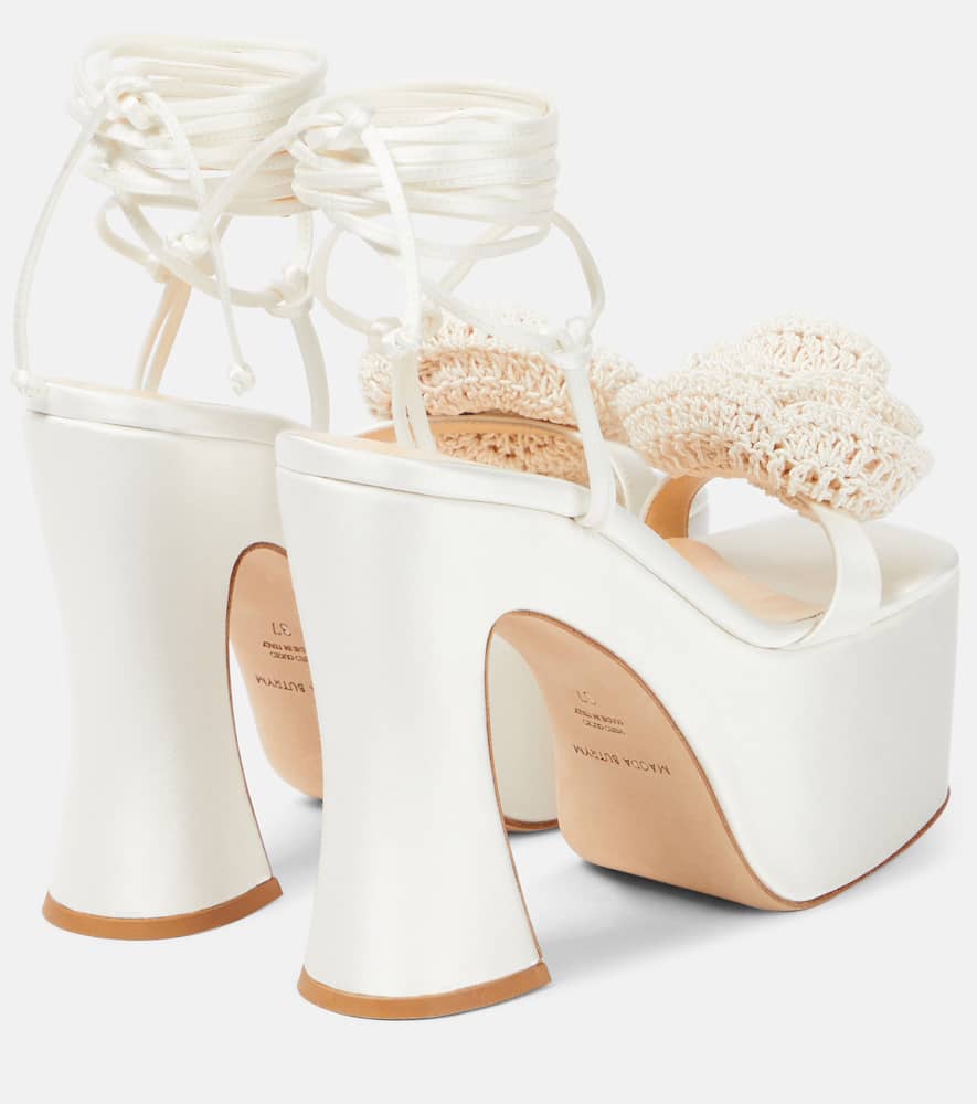 Magda Butrym Floral-appliqu√É¬© satin platform sandals