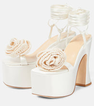 Magda Butrym Floral-appliqu√É¬© satin platform sandals