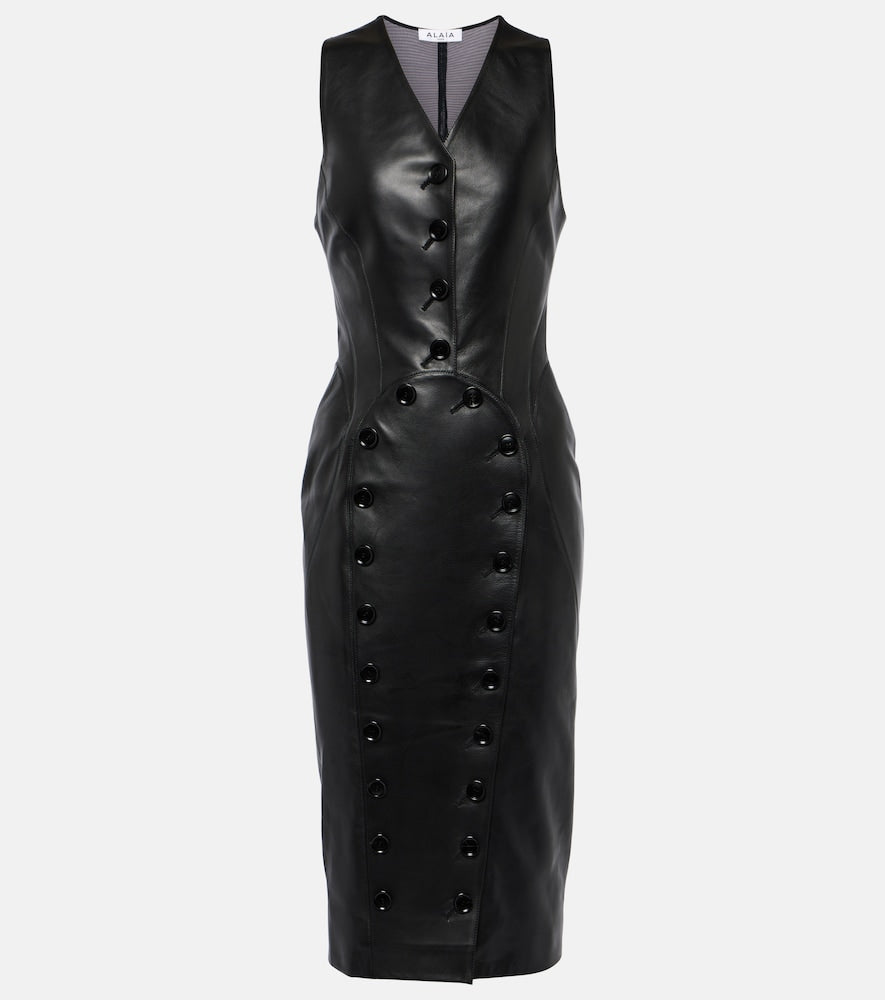 Alaia Leather midi dress. Alaia 皮革中长连衣裙