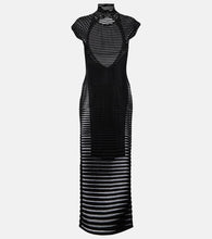 Alaia Striped cr√É¬™pe-paneled gown