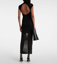 Alaia Striped cr√É¬™pe-paneled gown