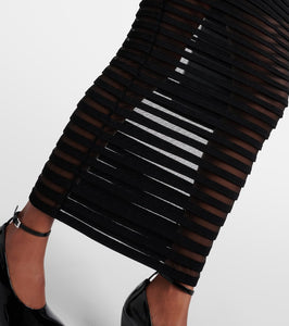 Alaia Striped cr√É¬™pe-paneled gown