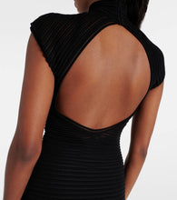Alaia Striped cr√É¬™pe-paneled gown