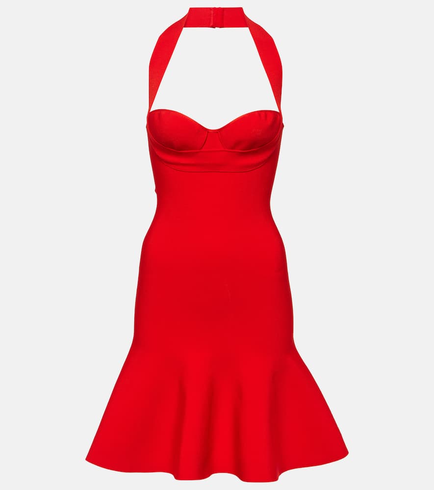 Alaia Ribbed-knit halterneck minidress