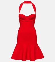 Alaia Ribbed-knit halterneck minidress
