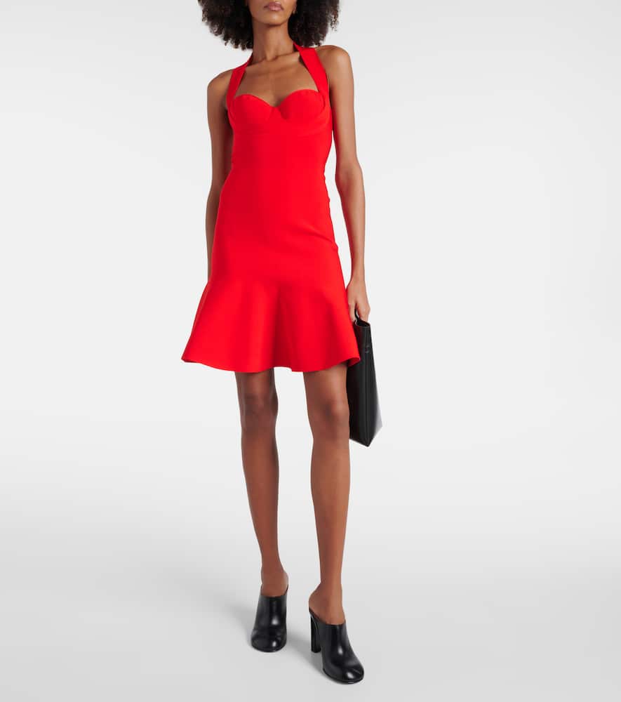 Alaia Ribbed-knit halterneck minidress