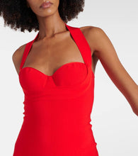 Alaia Ribbed-knit halterneck minidress