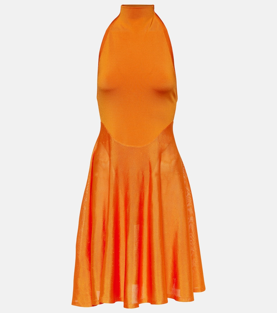 Alaia High-neck jersey minidress. Alaia 高领平纹针织迷你连衣裙