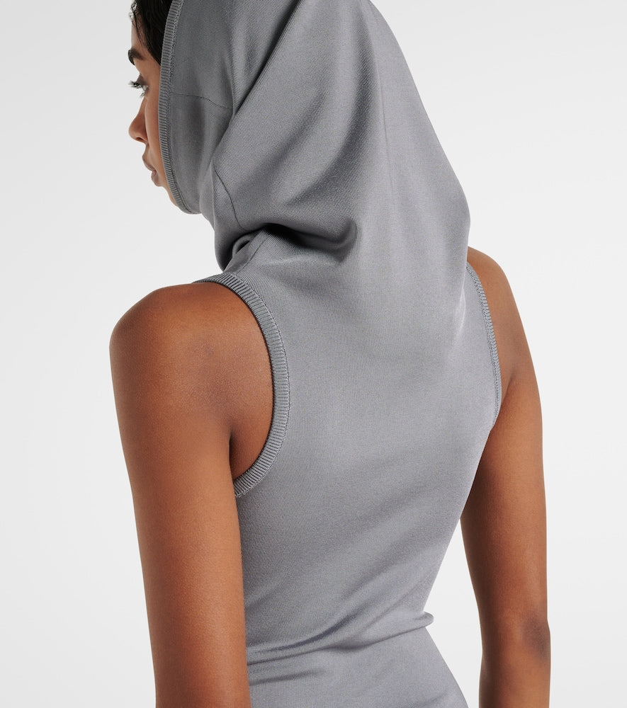 Alaia Hooded jersey midi dress