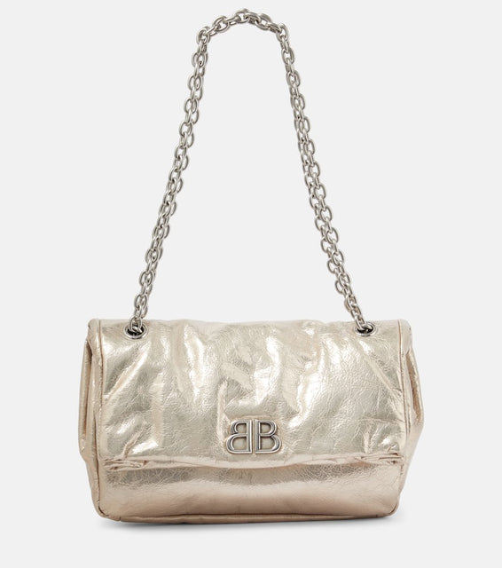 Balenciaga Monaco Small metallic leather shoulder bag. Shop Balenciaga Shoulder Bags for women now.