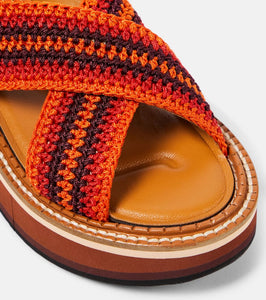 Clergerie Faden leather-trimmed crochet sandals