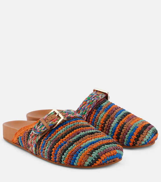 Clergerie Quinta crochet raffia slides