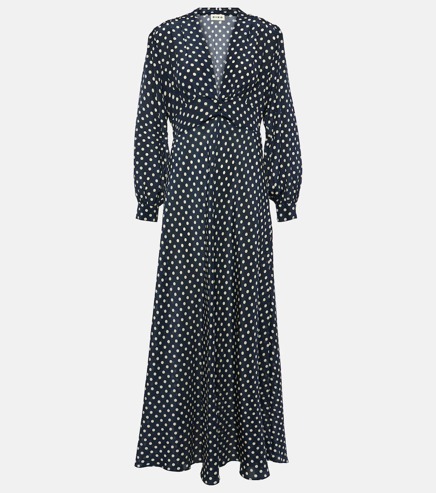 Rixo Emory polka-dot silk maxi dress. Rixo Emory 波点真丝长裙