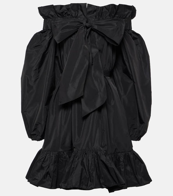 Patou Bow-detail ruffled faille minidress