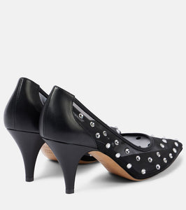 Khaite River embellished leather-trimmed pumps