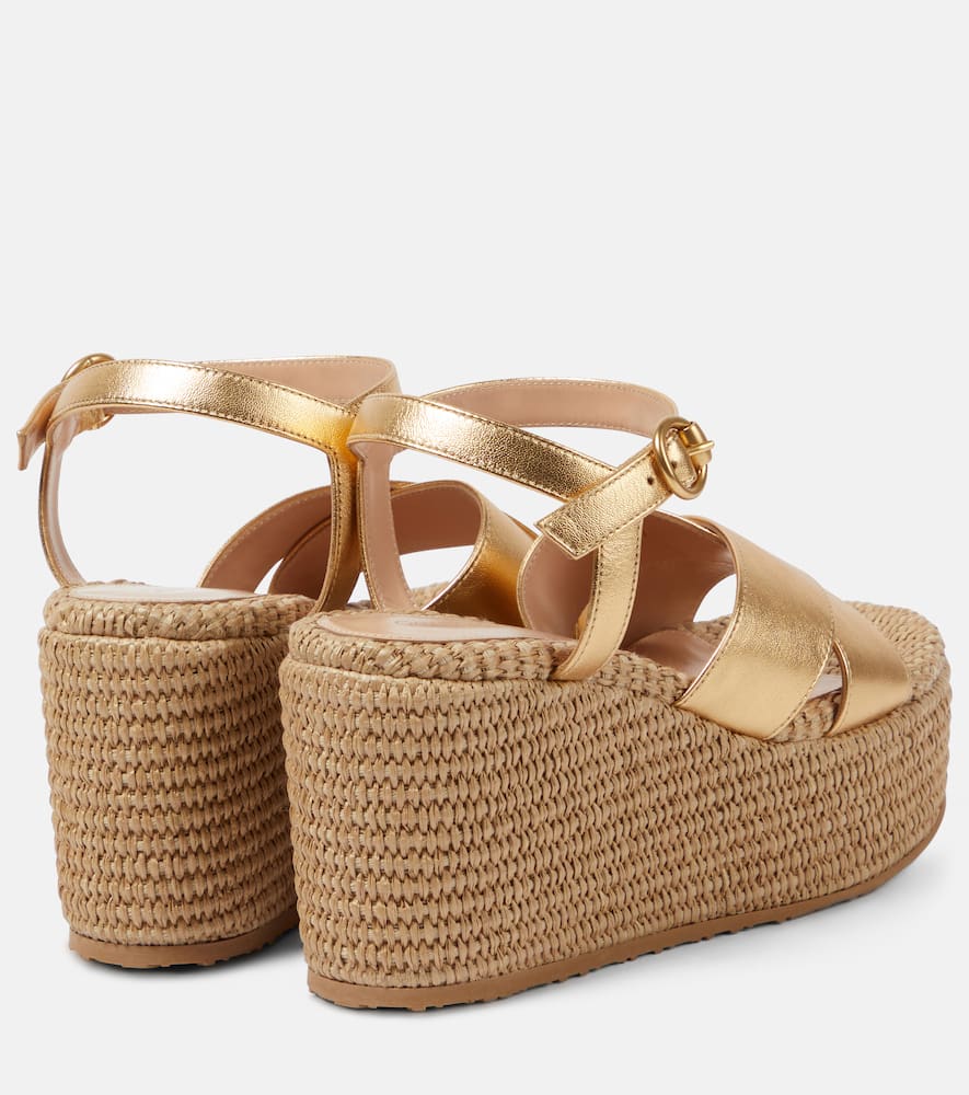 Gianvito Rossi Leather and raffia platform sandals