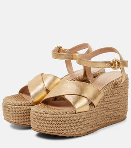 Gianvito Rossi Leather and raffia platform sandals