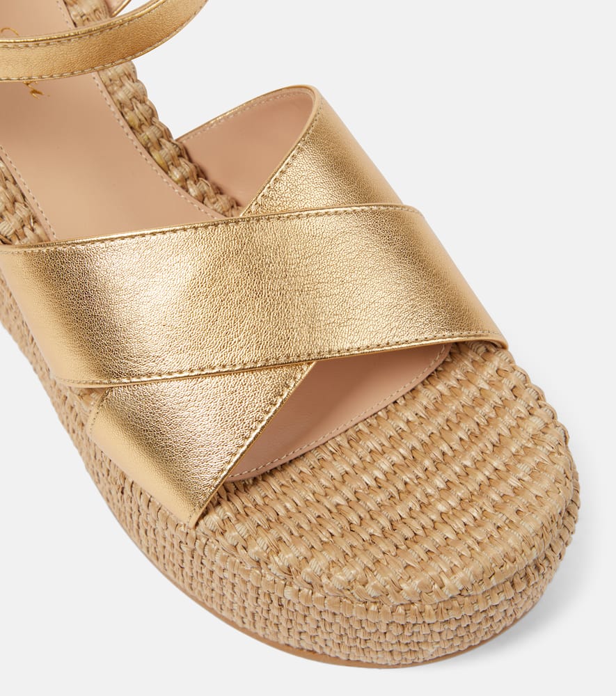 Gianvito Rossi Leather and raffia platform sandals