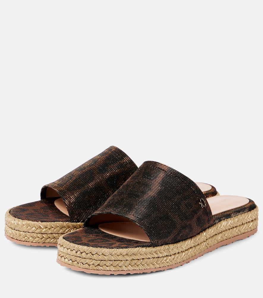 Gianvito Rossi Leopard-print platform espadrille slides