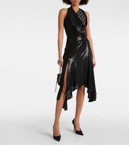 Marine Serre Regenerated Moon draped jersey midi dress