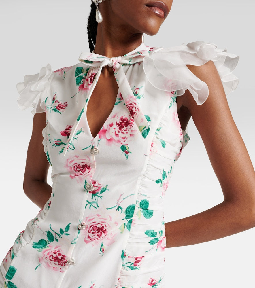 Alessandra Rich Floral silk midi dress