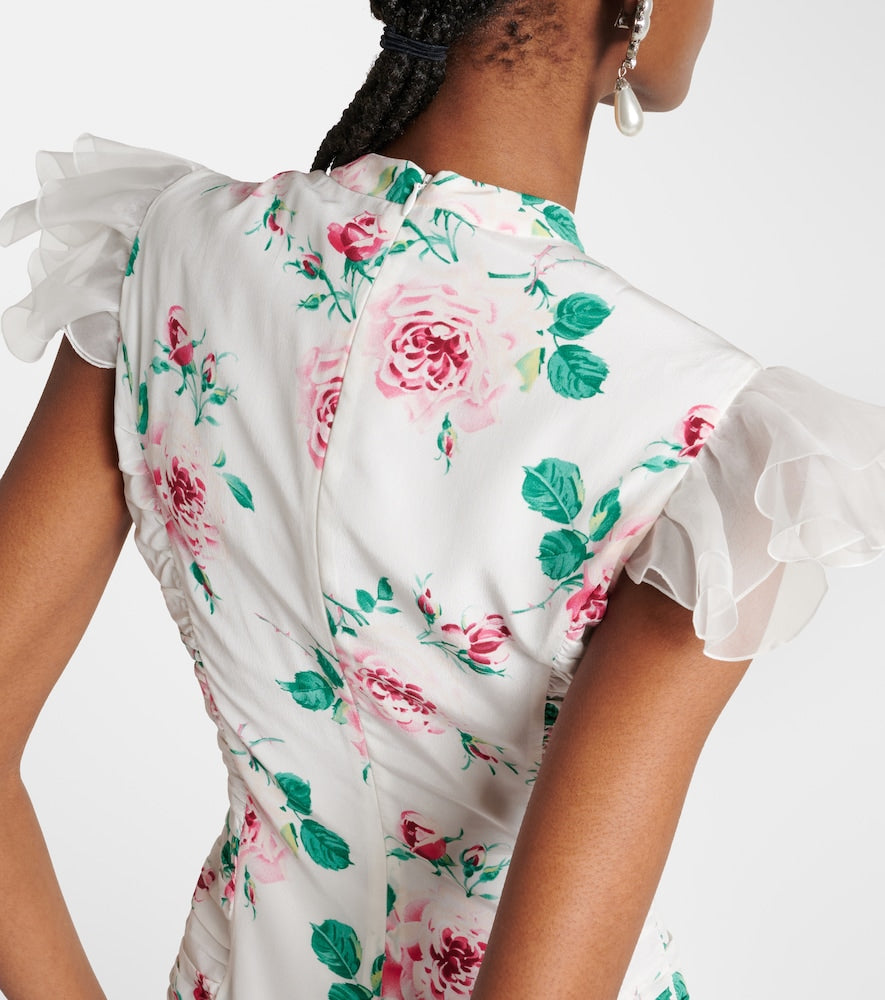 Alessandra Rich Floral silk midi dress