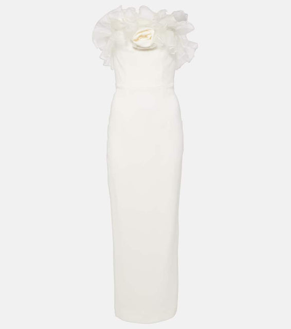 Alessandra Rich Organza-trimmed cady bustier gown