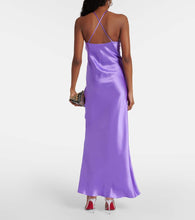 Rodarte Floral-appliqué silk charmeuse gown