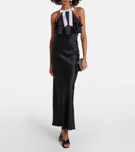 Rodarte Bow-detail halterneck silk satin gown