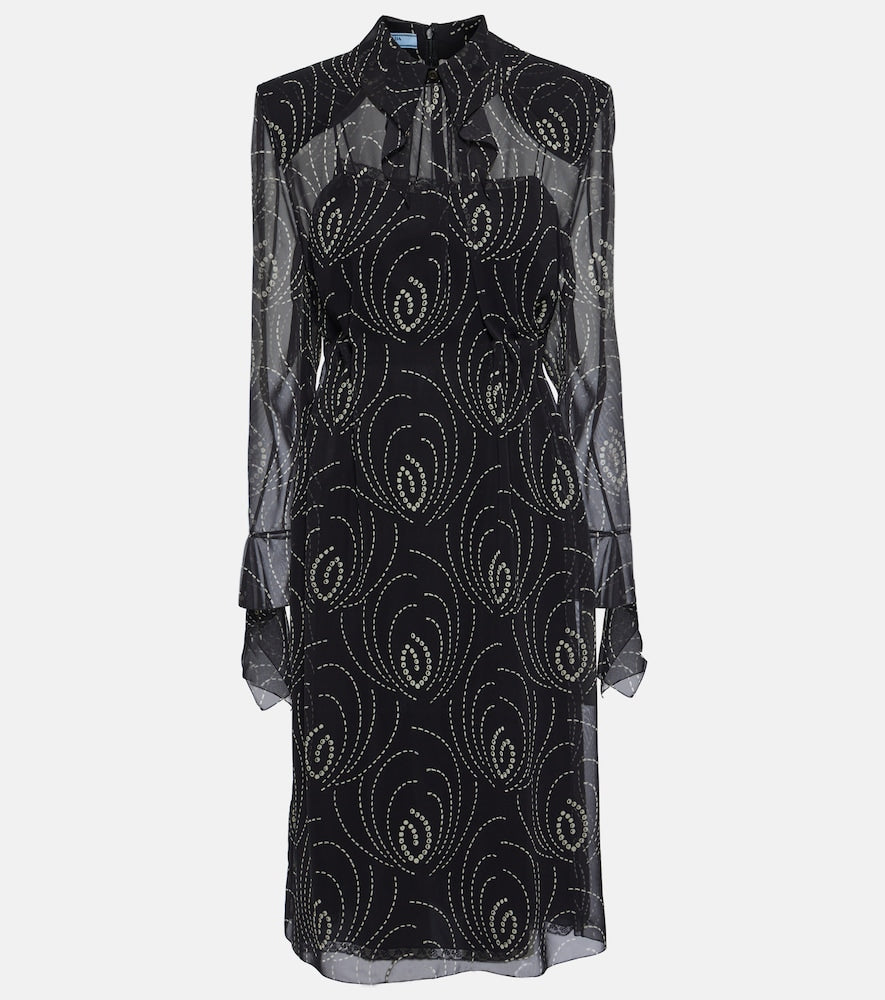 Prada Printed georgette midi dress. Prada 印花乔其纱中长连衣裙