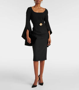 Oscar de la Renta Ruffled wool-blend midi dress