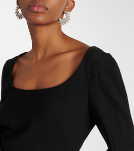 Oscar de la Renta Ruffled wool-blend midi dress