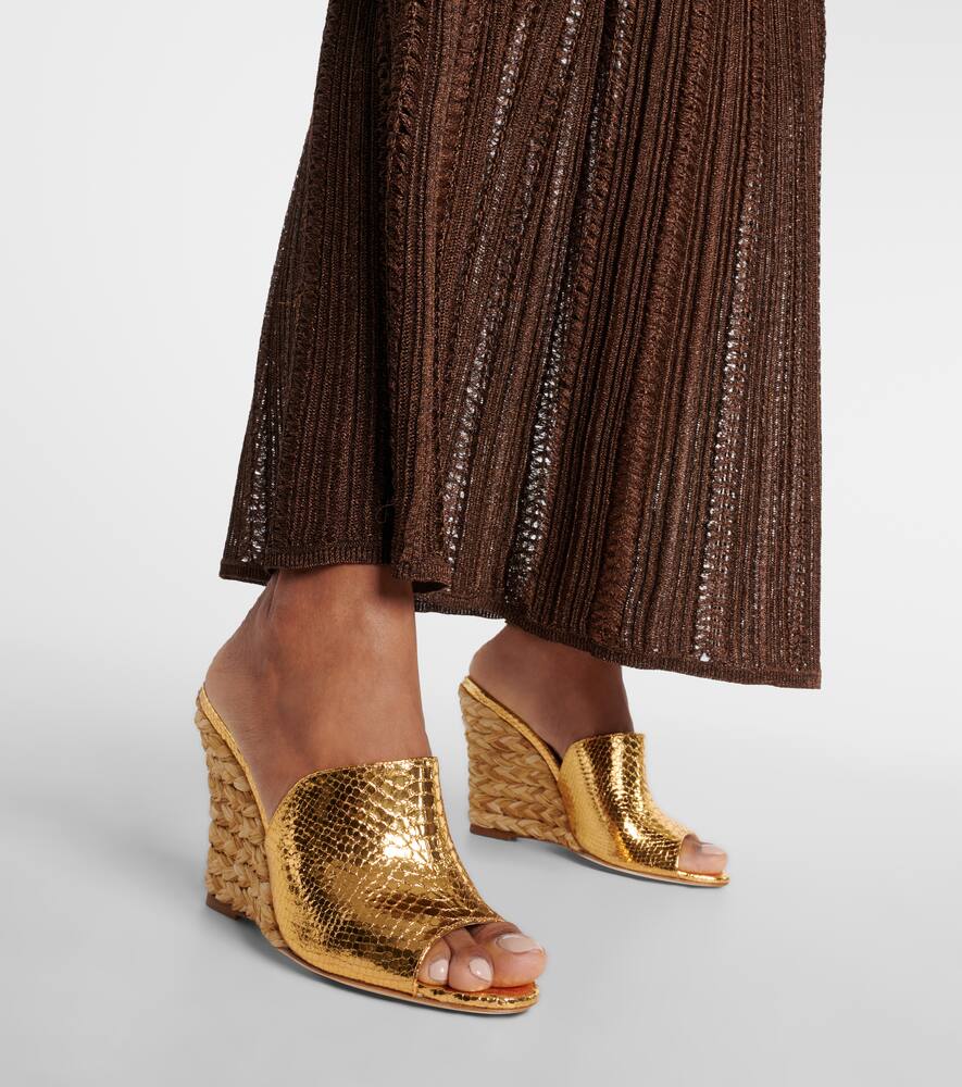 Paris Texas Deia 100 leather-trimmed espadrille wedges