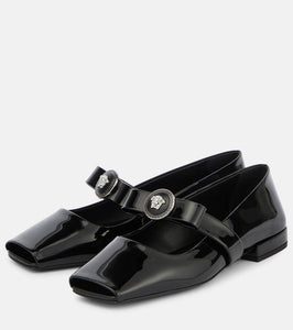 Versace Gianni Ribbon patent leather ballet flats