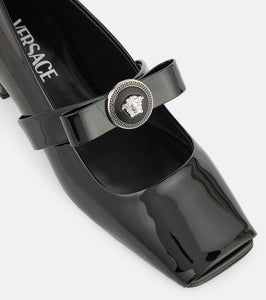 Versace Gianni Ribbon patent leather ballet flats