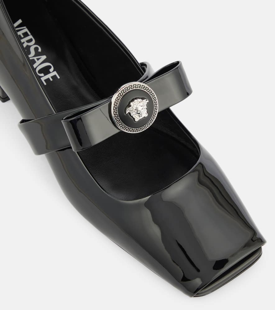 Versace Gianni Ribbon patent leather ballet flats
