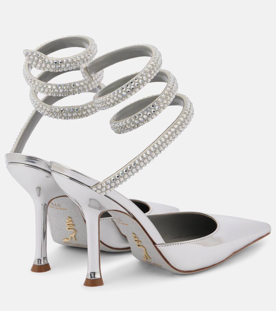 Rene Caovilla Cleo embellished metallic leather pumps