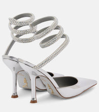 Rene Caovilla Cleo embellished metallic leather pumps
